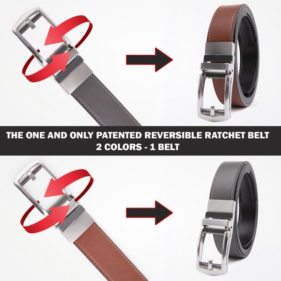 Reversible Ratchet Belts For Men-Genuine Leather-One Size-2 Colors, 1 Belt (1PK) - Picture 11 of 16